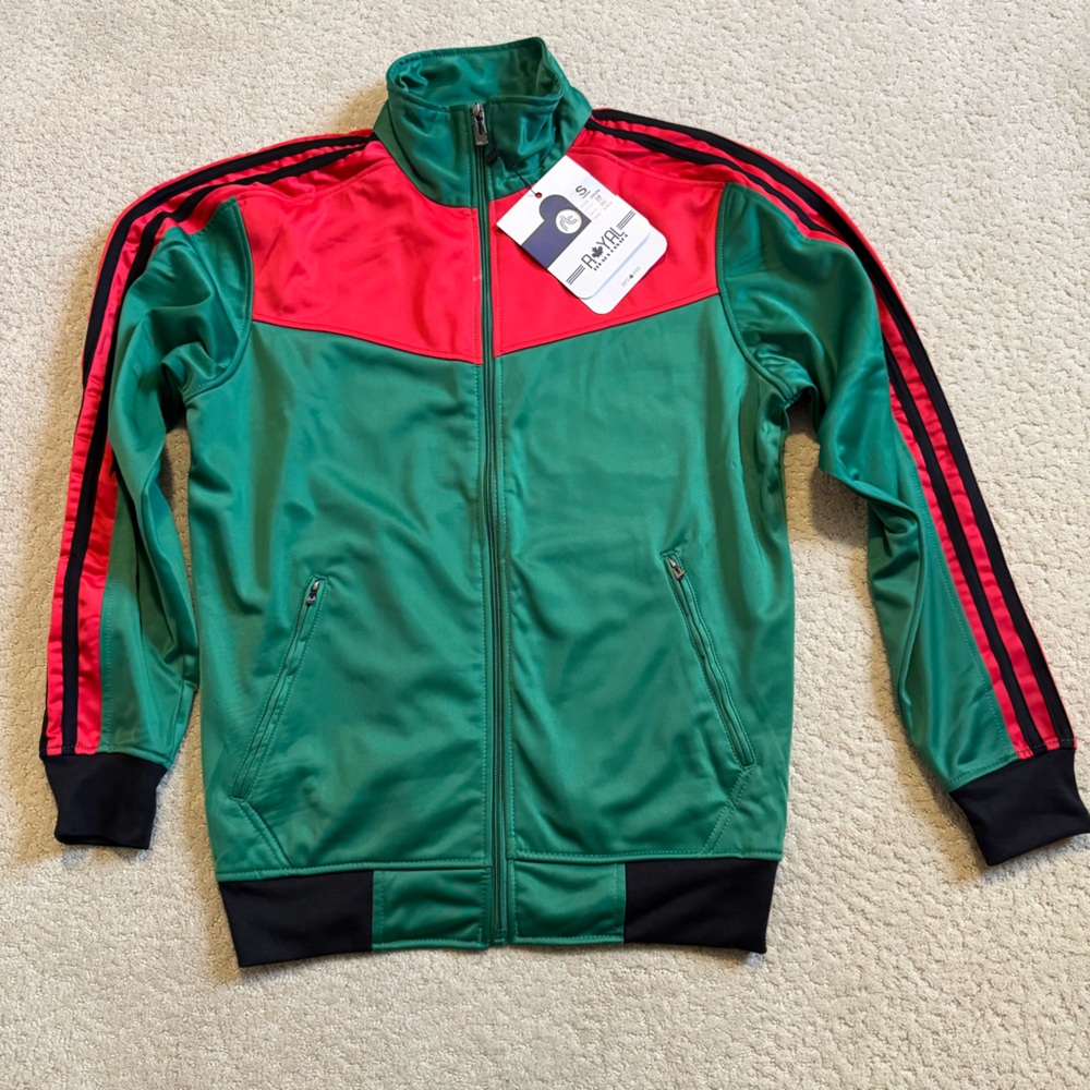 NWT Royal Threads Canada Stylish Green and Red Track Jacket